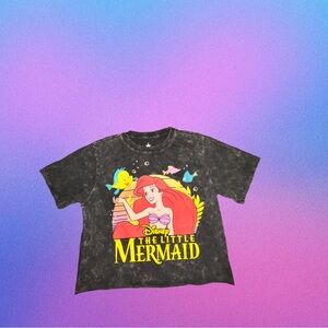 Disney The Little Mermaid Ariel & Flounder Mineral Wash Graphic Tee Size Small